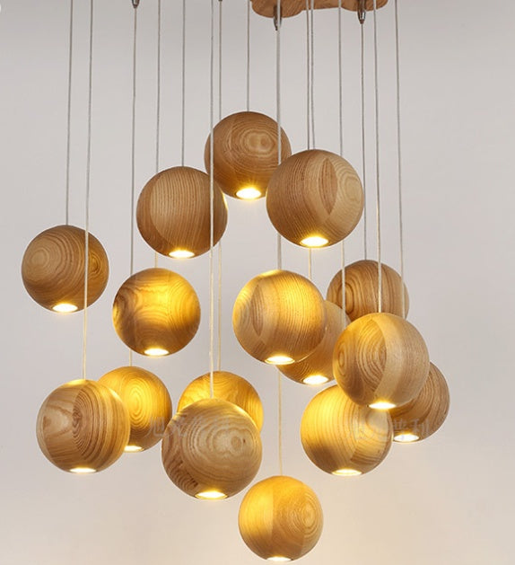 Ssolid wood ball chandelier