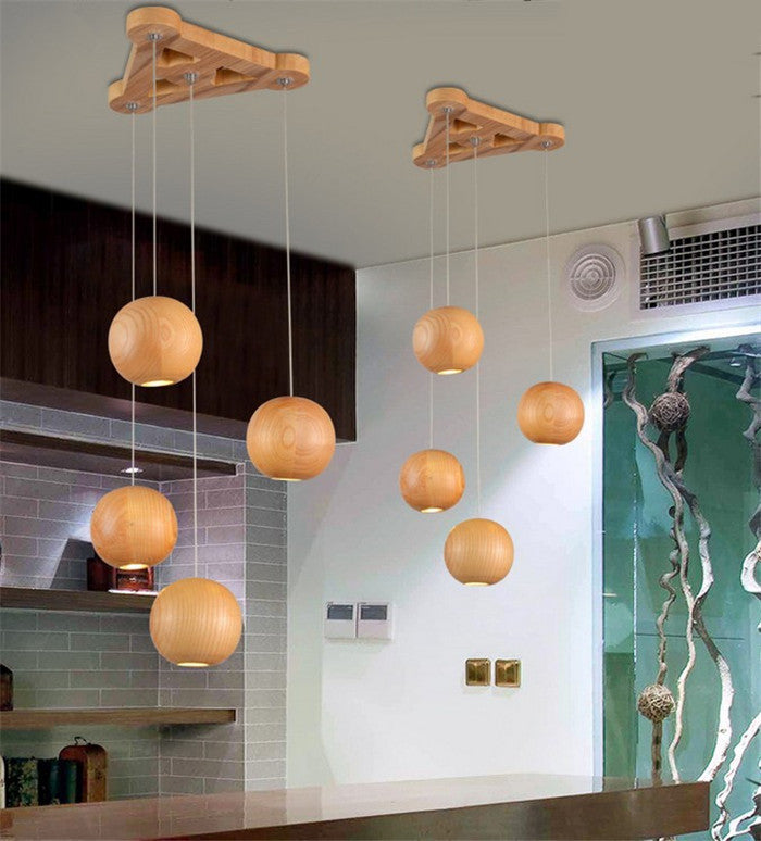 Ssolid wood ball chandelier