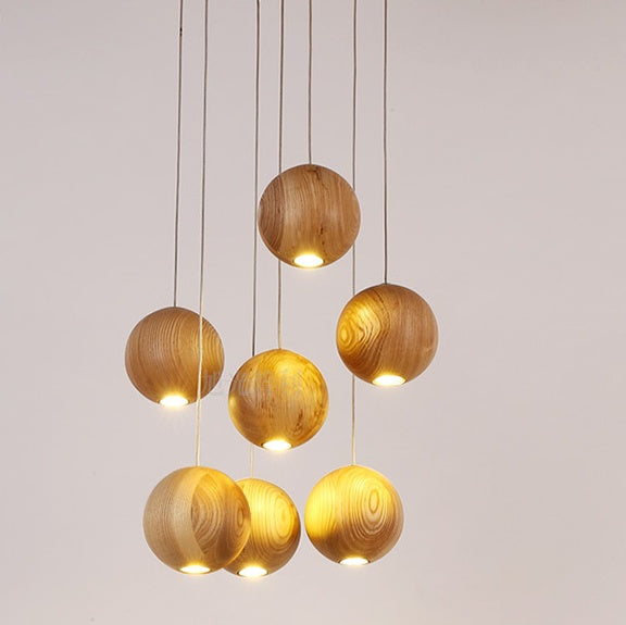 Ssolid wood ball chandelier