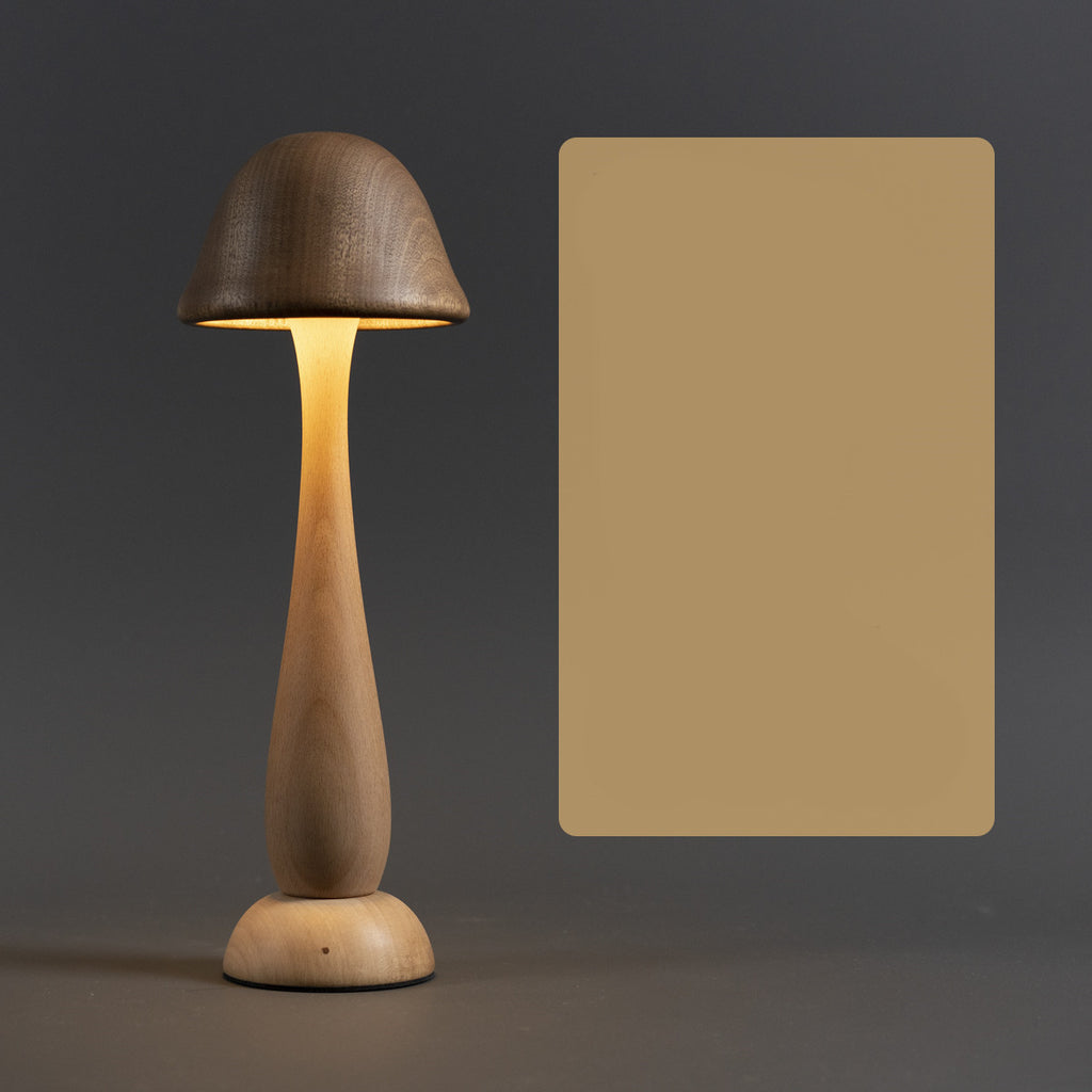 Mushroom Wood Table Lamp Touch Dimming