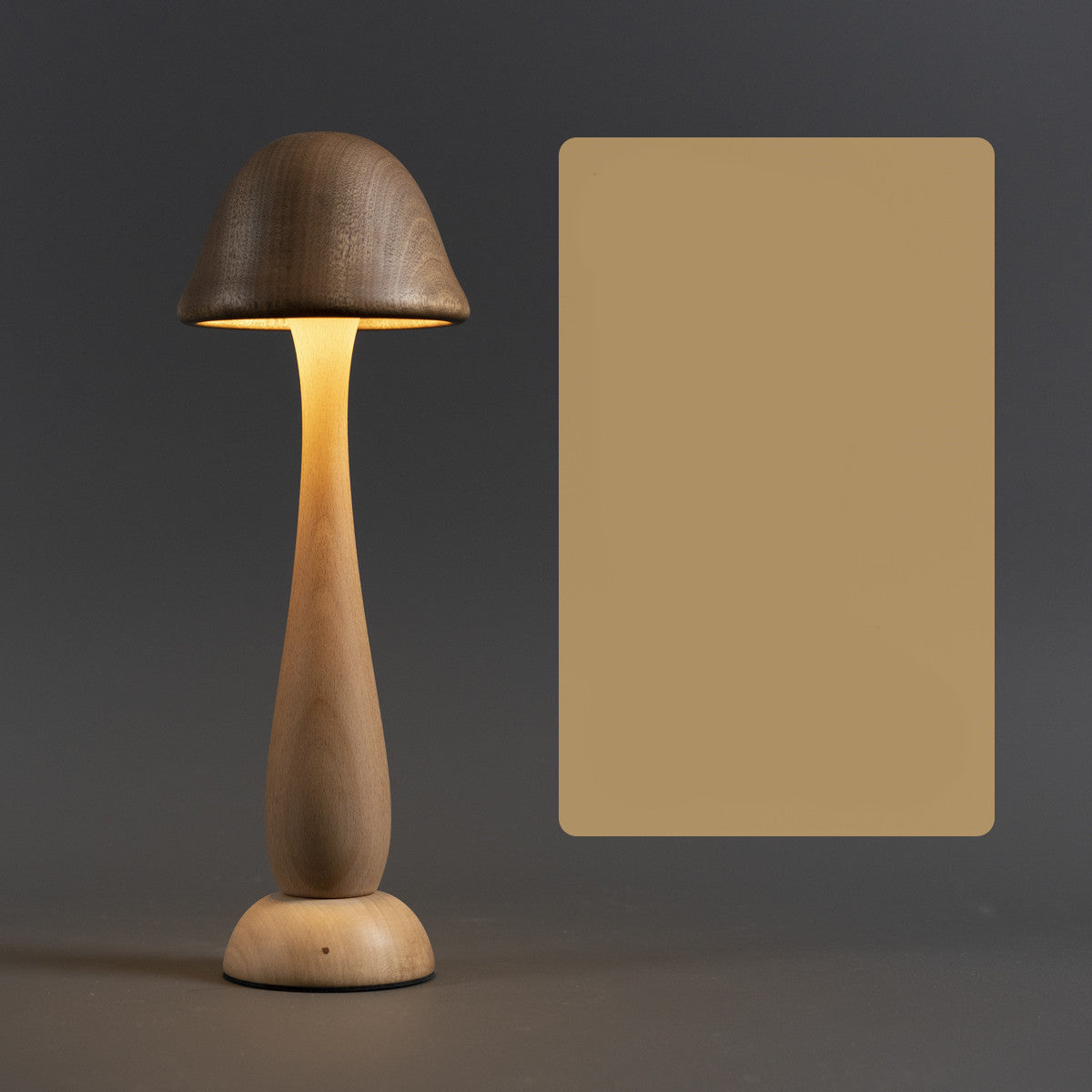 Mushroom Wood Table Lamp Touch Dimming