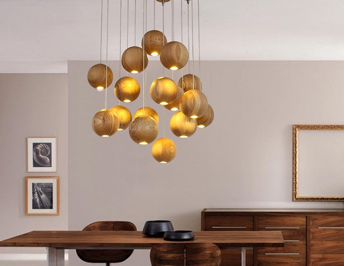 Ssolid wood ball chandelier