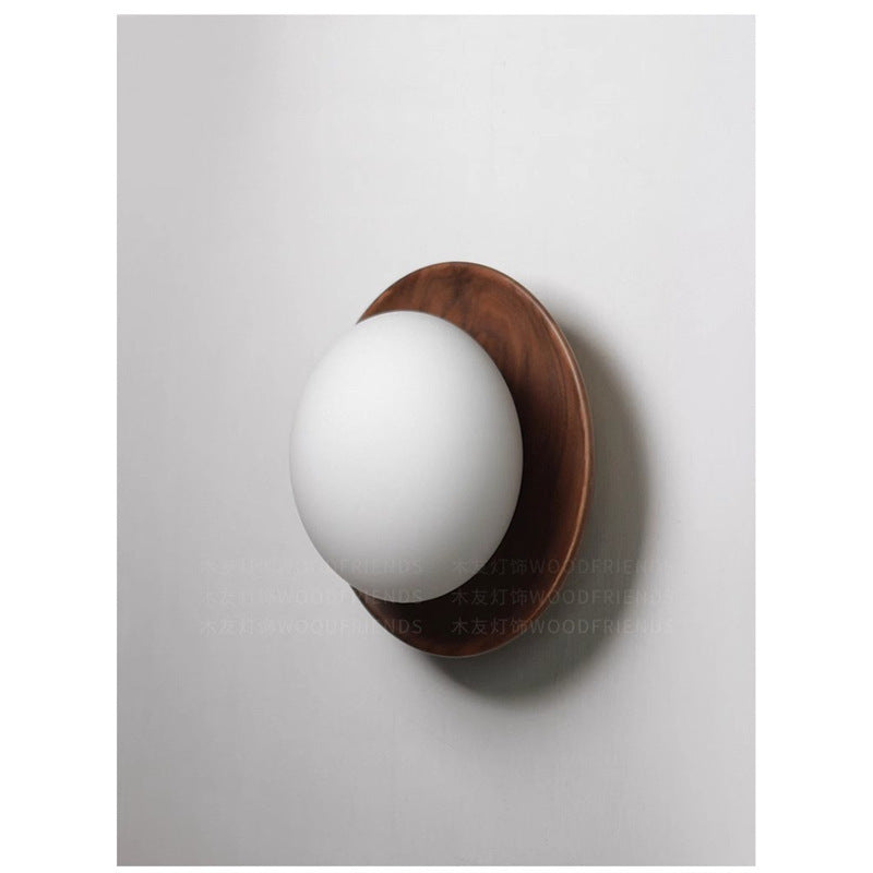 Cream Style Tangyuan Bedroom Log Bedside Wall Lamp