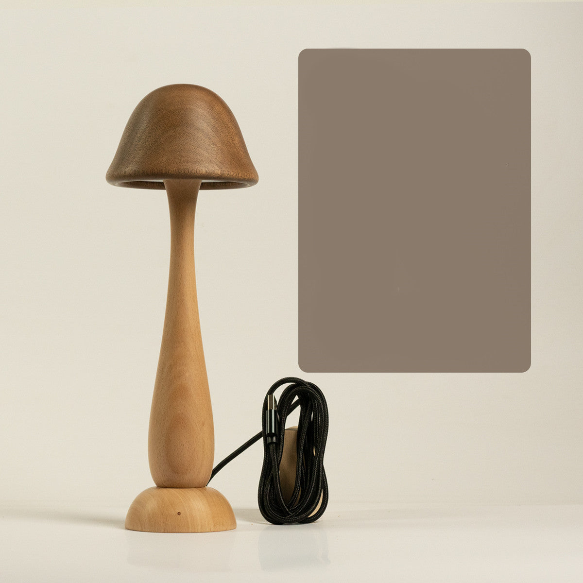 Mushroom Wood Table Lamp Touch Dimming